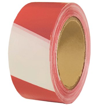 Изображение товара Лента сигнальная оградительная РемоКолор 49-7-201, красно-белая, 50ммх200м, 35 мкм
