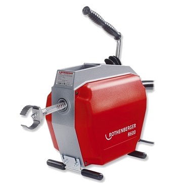 Изображение товара Переносная электрическая машина для чистки труб Rothenberger R600 72675, 400 Вт, 5 спиралей 22 мм, насадки и принадлежности