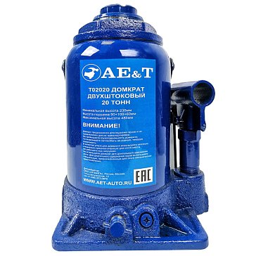 Изображение товара Домкрат бутылочный AE&T T02020, двухштоковый, 20 т