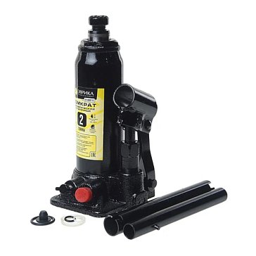 Изображение товара Домкрат гидравлический Эврика ER-80021S, бутылочный, с клапаном, 2 т, ремкомплект (высота подъема 180-345 мм) в кейсе