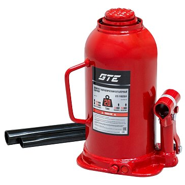 Изображение товара Домкрат гидравлический GTE GTE-TH92004, бутылочный 20т (h min-235мм, h max-445мм, ход штока-150мм, ход винта-60мм)