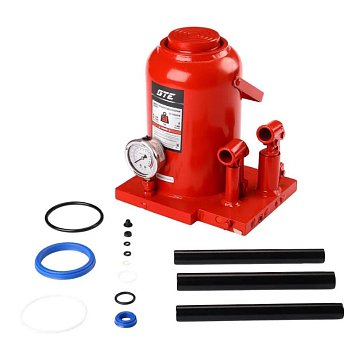 Изображение товара Домкрат гидравлический бутылочный двухплунжерный GTE GTE-TH950001B, 50т (h min-280мм, h max-450мм, ход штока-170мм)