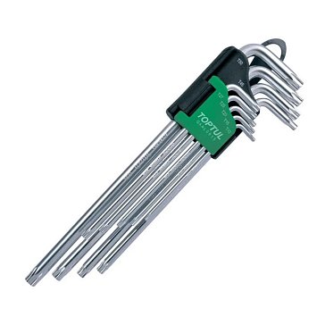 Изображение товара Набор ключей TOPTUL GAAL0915, Torx, T10-Т50, 9шт, с отверстием, экстра длинных