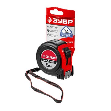 Изображение товара Рулетка Зубр "МАСТЕР" 34055-05-25_z02, обрезиненный корпус, на карточке, 5 м / 25 мм 