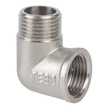 Изображение товара Угольник Tebo 1 дюйм внутренне-наружная резьба никелированная латунь