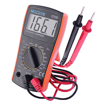 Изображение товара Мультиметр Мегеон 12730 - цифровой бытовой измеритель с функцией прозвонки и диод-тестом