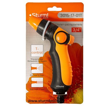 Изображение товара Пистолет для полива Sturm 3015-17-01T с одним режимом и управлением большим пальцем