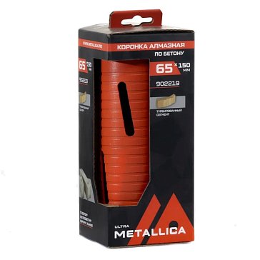 Изображение товара Коронка Metallica Ultra 902219, алмазная, сегментная, удлиненная, 65x150 мм, М16, без хвостовика, по бетону 