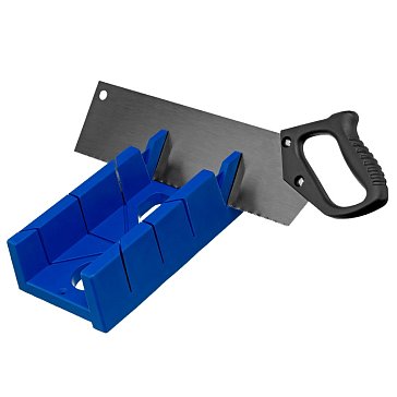 Изображение товара Стусло пластиковое синее Сибртех 22536, 4 угла для запила, пила 350 мм