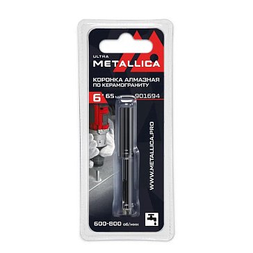Изображение товара Коронка алмазная Metallica Ultra 901694 (6x65 мм, #60, по керамограниту, плитке, в блистере)