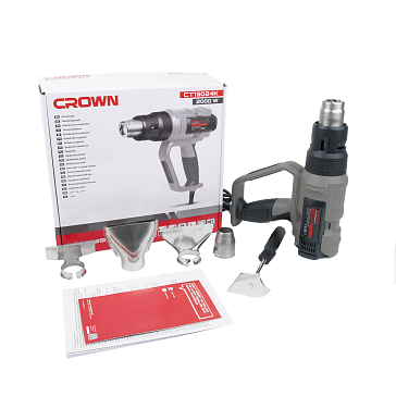 Изображение товара Строительный фен Crown CT19024K мощностью 2000 Вт и температурой 650°C