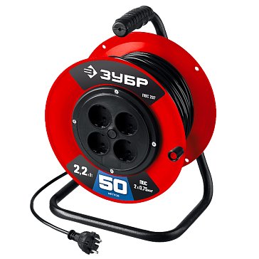 Изображение товара Удлинитель на катушке Зубр ПВС-207 55083-50, ПВС, 2 х 0.75 мм2, 50 м, 2200 Вт