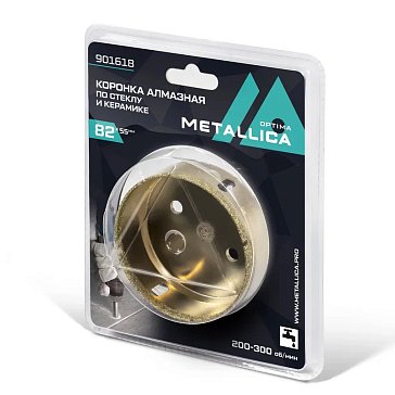 Изображение товара Коронка алмазная Metallica Optima 901618 (82x55 мм, #80, по стеклу, плитке, 1 шт, в блистере)
