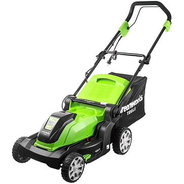 Изображение товара Электрическая газонокосилка Greenworks GLM1241 (1200Вт, 40см, ширина скашивания 41 см)