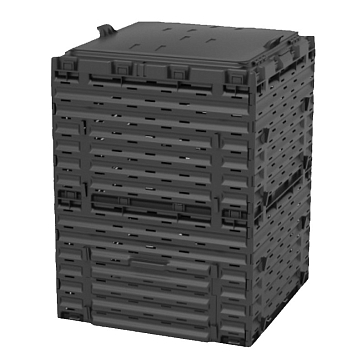 Изображение товара Компостер Piteco K1130 300 л с крышкой и створкой черный для садоводства