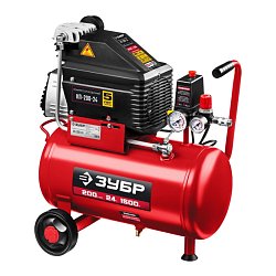 Компрессор безмасляный Зубр КП-200-24 Н6, 200 л/мин, 24 л, 1500 Вт, 6 предметов