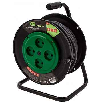 Изображение товара Удлинитель на кабельной катушке Сибртех 95868 (4 гнезда, ПВС, длина кабеля 30м)