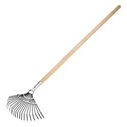 Веерные грабли Сибртех 61779 (стальные, 385х1500 мм, 20 плоских зубьев, деревянный черенок)