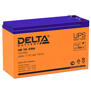 Изображение товара Аккумулятор UPS Delta HR 12-34 W 12V 9Ач AGM для UPS и систем безопасности