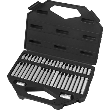 Изображение товара Набор бит HEX TORX SPLINE Stels 11318, 42 шт, 1/2 дюйма
