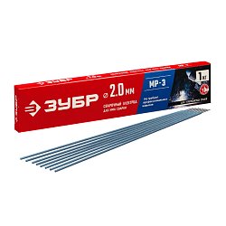 Электрод сварочный Зубр МР-3 40011-2.0 с рутиловым покрытием, d 2,0 х 300 мм, 1 кг в коробке 