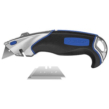 Изображение товара Нож универсальный Зубр Эксперт А24, профессионал (с автостопом и быстрой заменой лезвий)