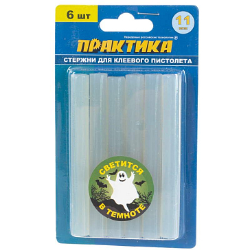 Изображение товара Клей для клеевого пистолета Практика 790-243, светящийся, 11x100 мм, 6 шт