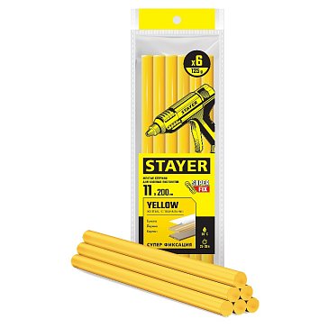 Изображение товара Стержни для клеевых пистолетов Stayer MASTER 2-06821-Y-S06 6 шт желтые для дерева и бумаги