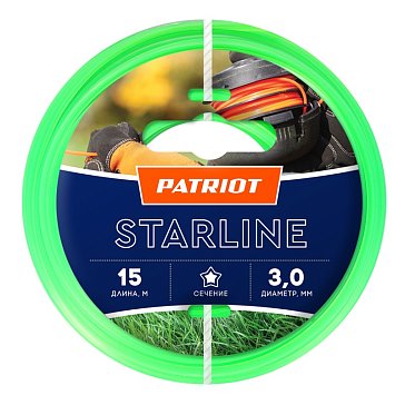 Изображение товара Леска для триммеров Patriot Starline 805201066, звезда, 3 мм, 15 м
