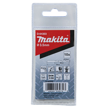 Изображение товара Сверло по металлу Makita D-64303 HSS-TiN Economy 3,5x39x70 мм, 10 шт.