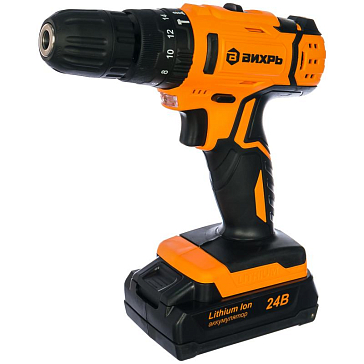 Изображение товара Аккумуляторная ударная дрель шуруповерт Вихрь ДА-24Л-2КУ 24В 2Ач с кейсом