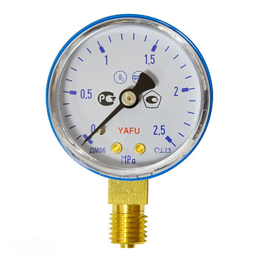 Изображение товара Кислородный манометр YAFU 25 МПа для газоснабжения радиальное соединение