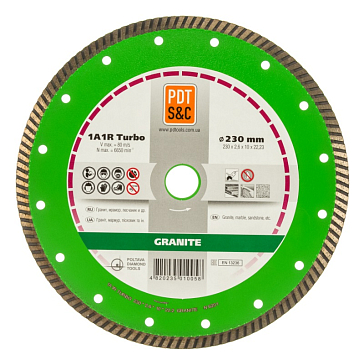 Изображение товара Круг отрезной алмазный PDT Turbo Granite 230 мм 1А1R