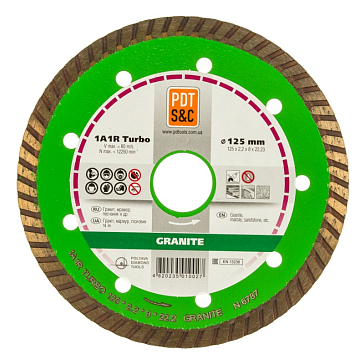 Изображение товара Круг отрезной алмазный PDT Turbo Granite 1А1R (125х2.2х8х22.2 мм) 810200TGRu