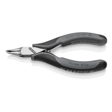Изображение товара Кусачки торцевые для электроники ESD Knipex KN-6462120ESD, маленькая фаска, узкие губки 65°, 120 мм, 2-комп антистатические ручки