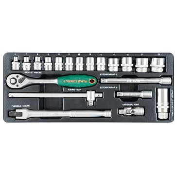 Изображение товара Набор торцевых головок Jonnesway S04H3120S 3/8 дюйма 6-23 мм 20 предметов