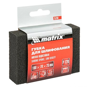 Изображение товара Губка для шлифования Matrix 75704 100х70х25 мм P120 мягкая