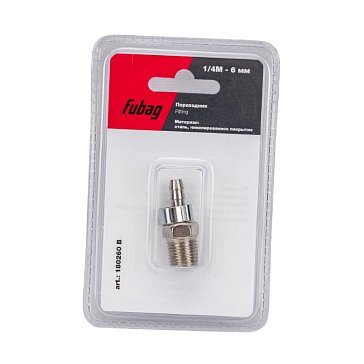 Изображение товара Переходник Fubag 180260 (6 мм, 1/4"M на елочку, с обжимным кольцом, 6x11 мм)