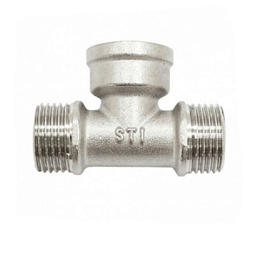 Изображение товара Тройник латунный 1/2" STI н-в-н никелированный