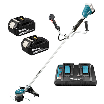 Изображение товара Коса аккумуляторная Makita DUR368AZ, LXT BL 18В, 550 Вт, нож 4T (в комплекте 2 АКБ 632F69-8 и ЗУ 630876-7)