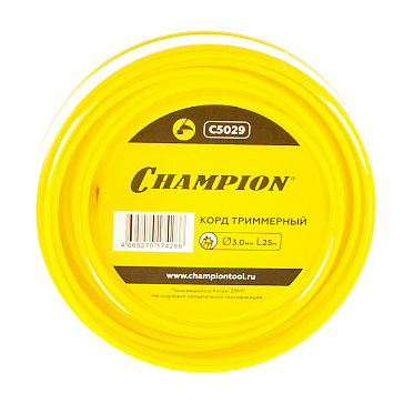 Изображение товара Леска для триммера Champion C5029, звезда, 3 мм, 25 м