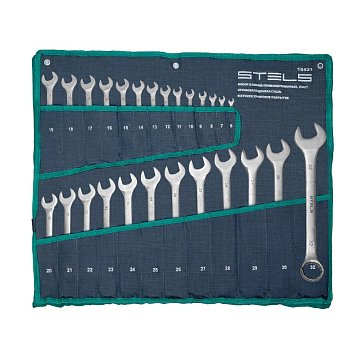 Изображение товара Набор ключей комбинированных Stels 15431, 6-32 мм, 26 шт., CrV, матовый хром 