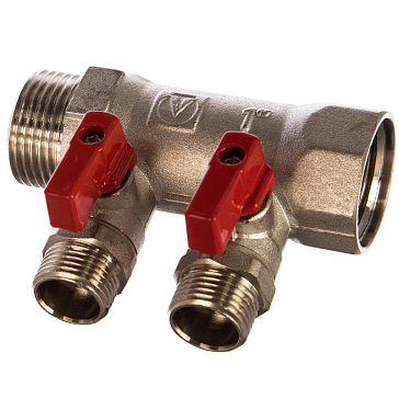 Изображение товара Коллектор с отсекающими кранами Valtec VTc.580.N.0602, 1", 2 х 1/2"