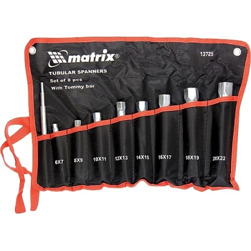 Изображение товара Набор трубчатых ключей Matrix 13725 9 шт. 6-22 мм инструментальная сталь Германия