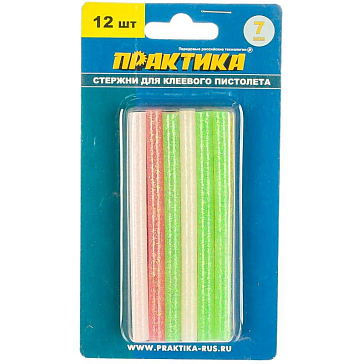 Изображение товара Клей для клеевого пистолета Практика 790-236, цветной, с блестками, 7х100 мм