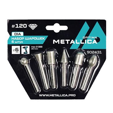 Изображение товара Набор шарошек алмазных Metallica Optima 902431, #120, L=60 мм, 6 шт, по плитке, камню, бетону