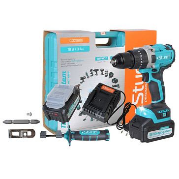 Изображение товара Аккумуляторный ударный шуруповерт Sturm CD2080I 18 В 80 Нм 2 аккумулятора кейс