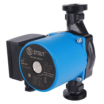 Изображение товара Насос циркуляционный Stout 25/60-180 SPC-0010-2560180 для отопительного котла (монтажная длина 180 мм, 3.9 куб./час)