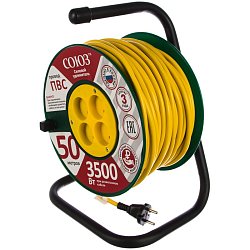 Удлинитель на катушке ТМ Союз 481S-3305 (4 гнезда, 50 м, без заземления)