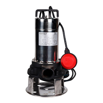 Изображение товара Насос дренажный с режущим механизмом Stout SPD-0004-211100 с поплавком Q=150 л/мин, H= 17 м